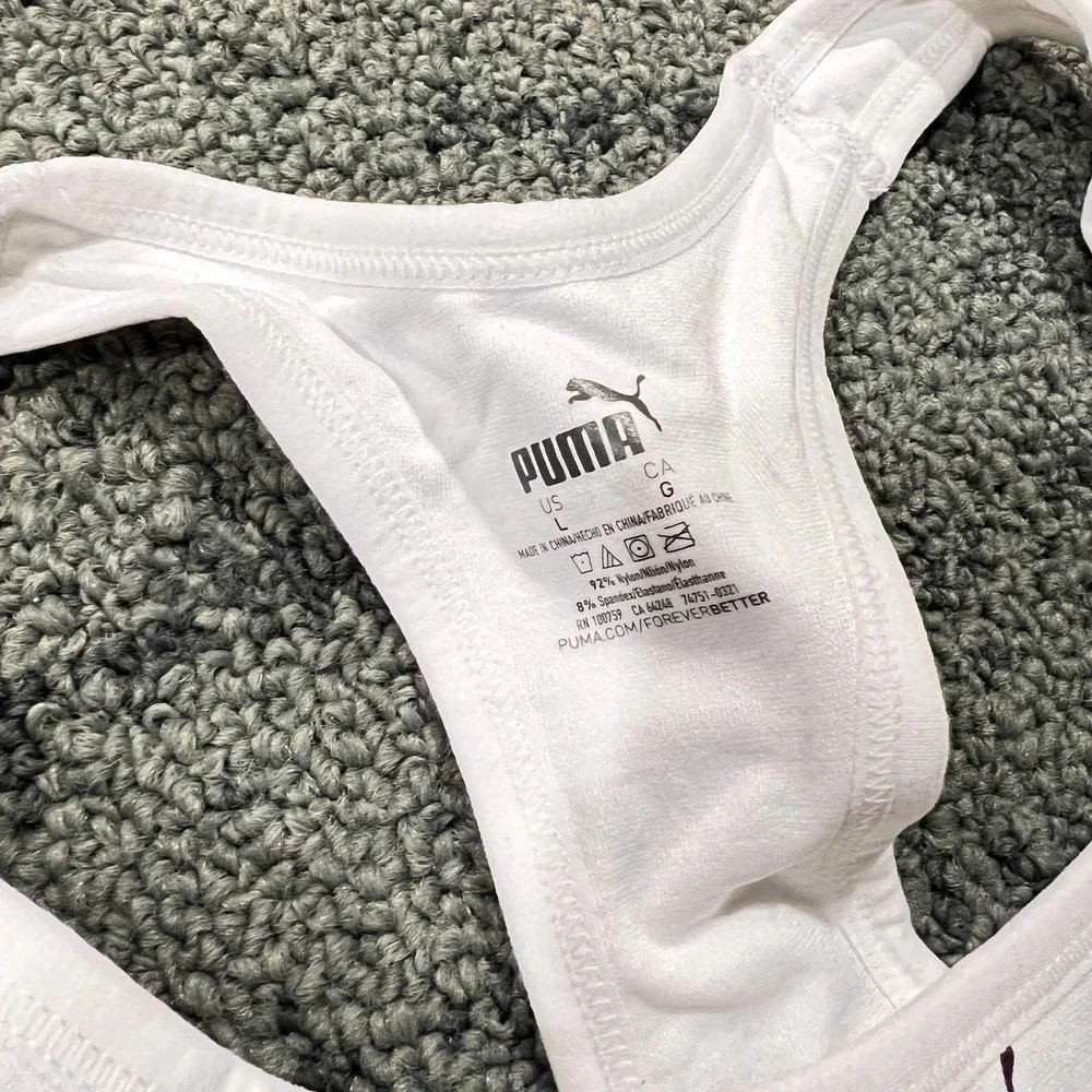Puma Low Support Seamless Black White Activewear Sports Bra NEW Size Large - Picture 2 of 5